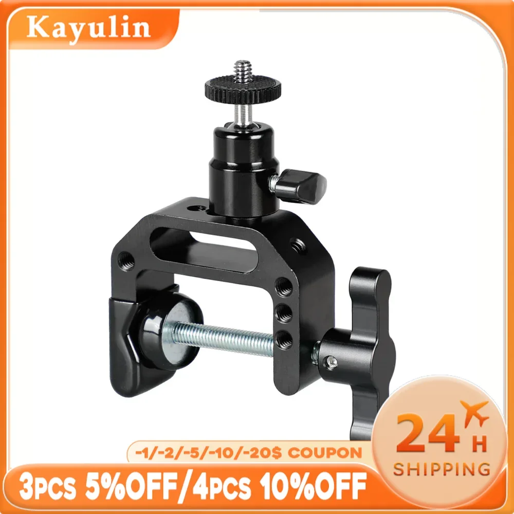 

Kayulin Heavy-duty C Clamp Grip Super Clip Rod Clamp with Ball Head Camera Support Holder For DSLR Photographic Accessories