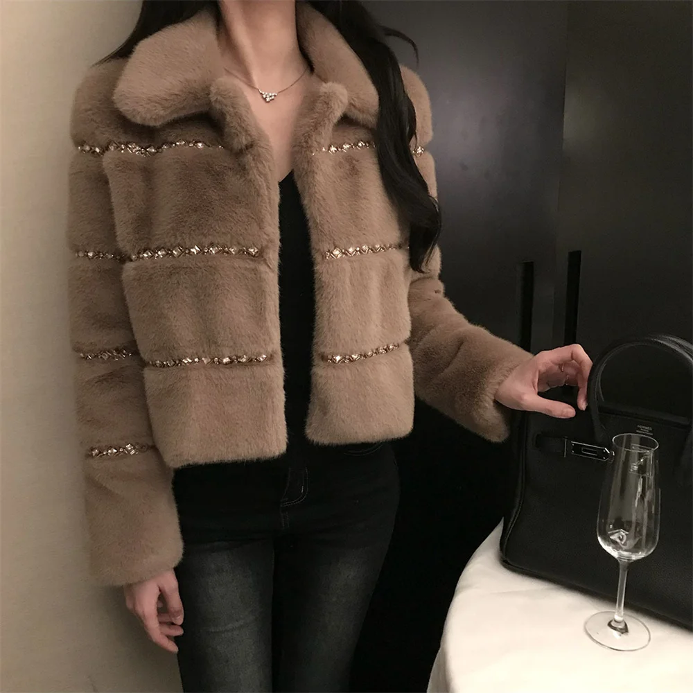 

2025 Women's Winter Fur Coat Mink Fur Loose Casual Women's Tops Outerwear Y2k Clothing New Fashion High Quality Party Jacket bra