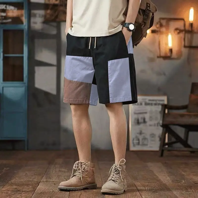

Модные мужские летние тонкие американские рабочие шорты прямого кроя, длиной до колена, повседневные, со средней посадкой, из полиэфирного волокна
