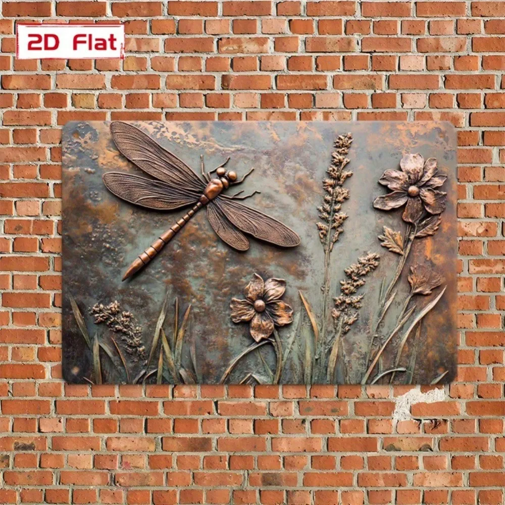 

Металлическая жестяная табличка в стиле ретро с изображением стрекозы, 7,87x11,87 дюймов, настенный декор для дома и гаража