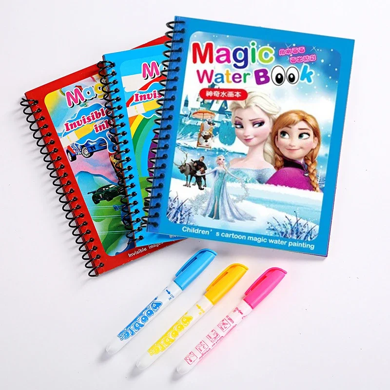 Disney Frozen Mickey Minnie Montessori MagicWater Pen Drawing Book Coloring Doodle Painting Board For Kids Toys Birthday Gifts