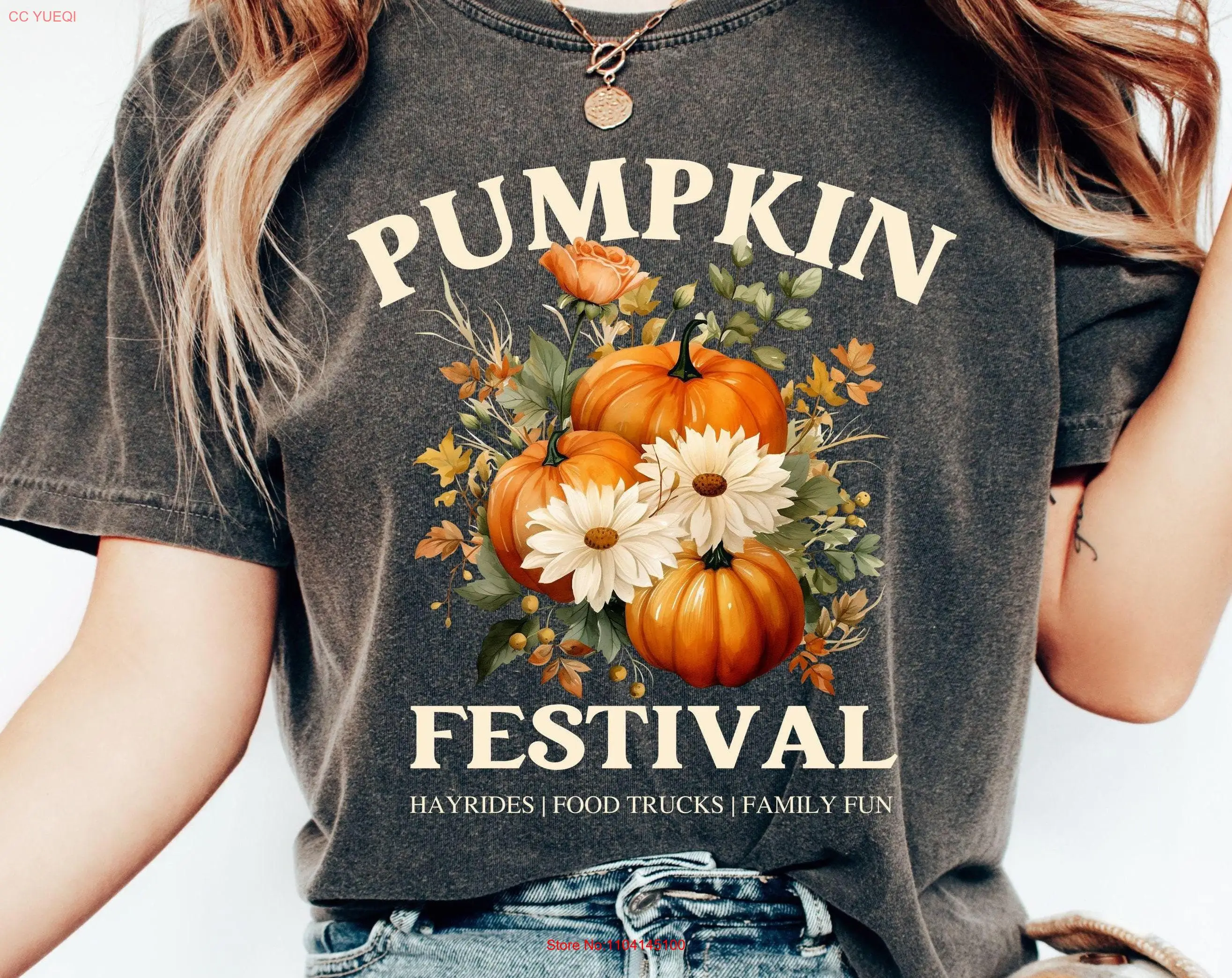 Camiseta Comfort Colors Pumpkin Festival Harvest Cute Fall Pretty para su temporada espeluznante de manga larga o corta