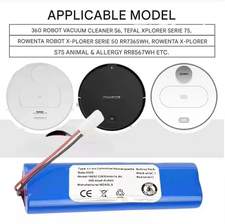 MDKSLS 14.8V 2800mah-12800mAh New 2025 100% Original Battery Pack Used for The Qihoo 360 S6 Robot Vacuum Cleaner of Components