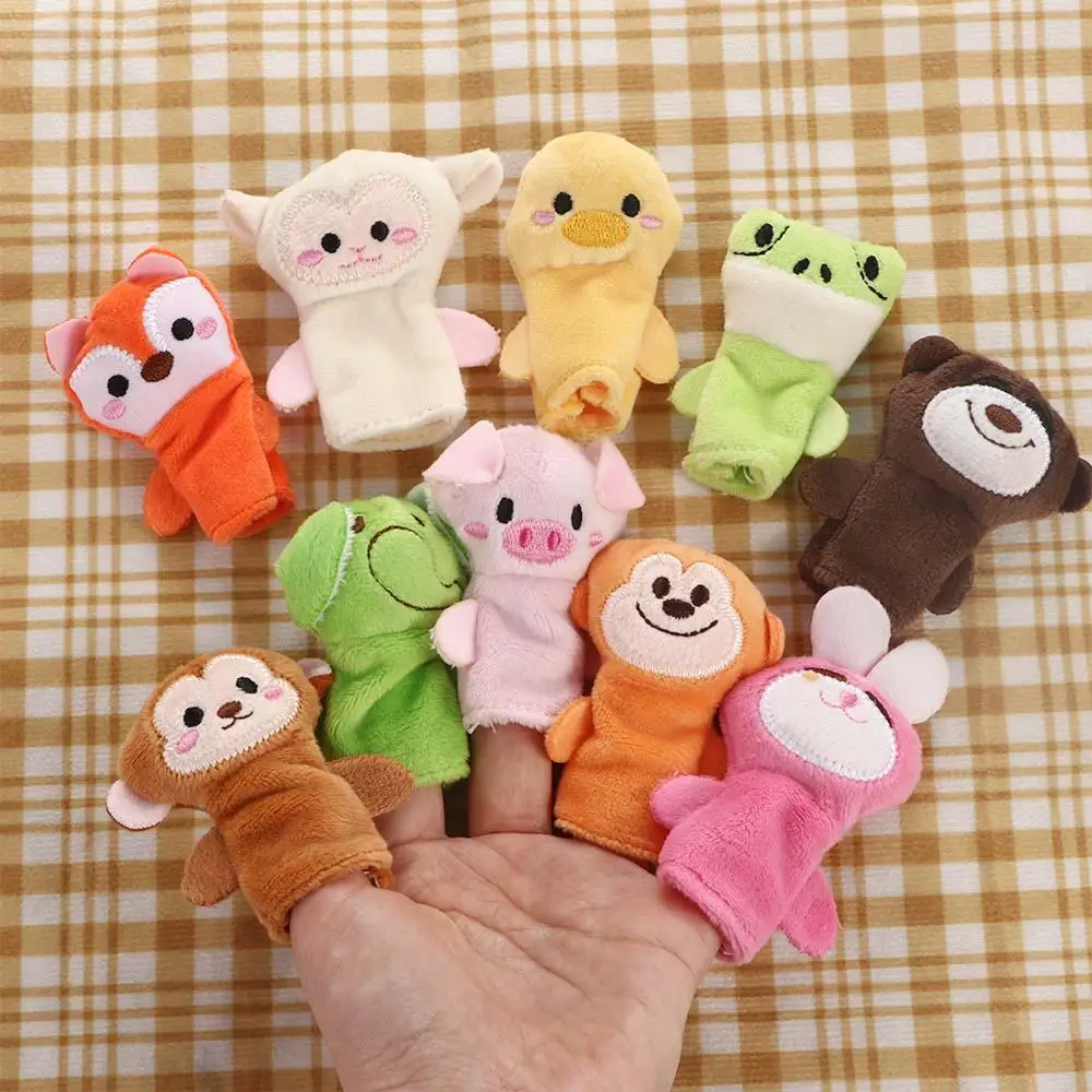 Interactive เด็กหุ่นมือตุ๊กตาสุนัขหุ่นนิ้วมือกบช้างเด็ก Plush ถุงมือเด็กวัยหัดเดิน