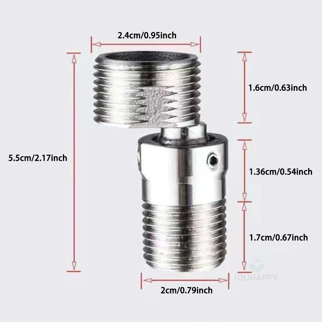 304 Stainless Steel Angled Curved Foot Wall Mounted Eccentric Screw Corner 360° Rotatable Adjustable Shower Faucet Adapter