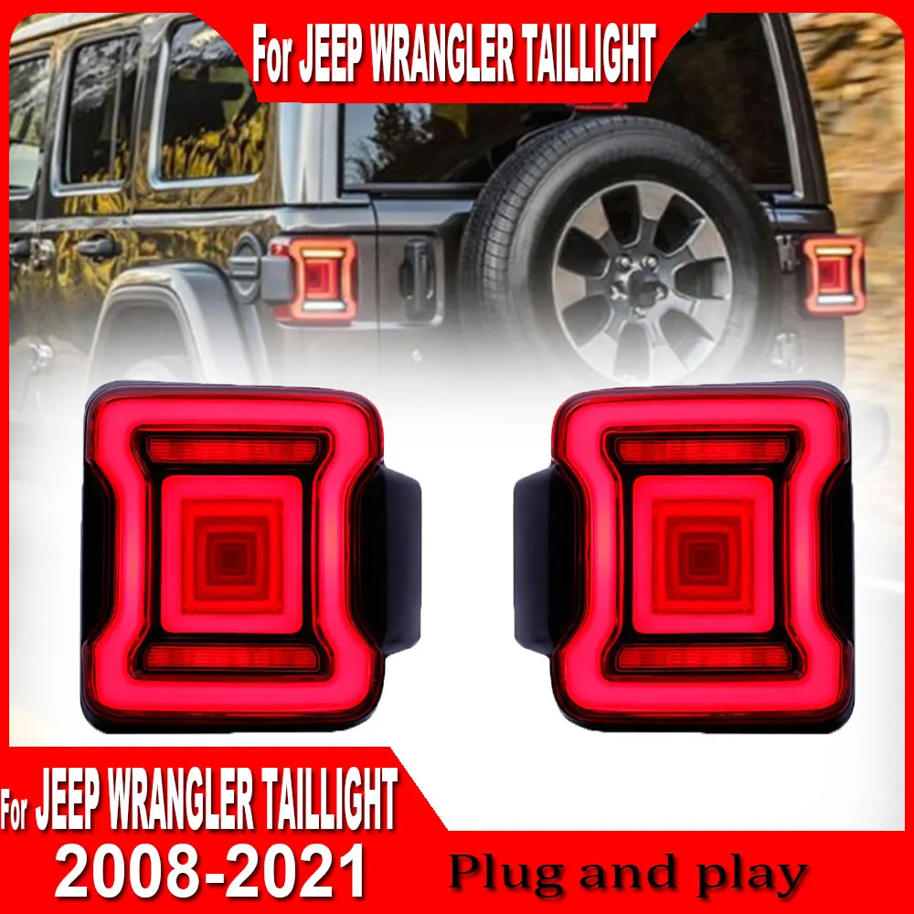 LED New Tail Lights For Jeep Wrangler 2008-2021 Animation DRL Daytime Running Moving Turn Signal Brake Reverse light Tail Lights