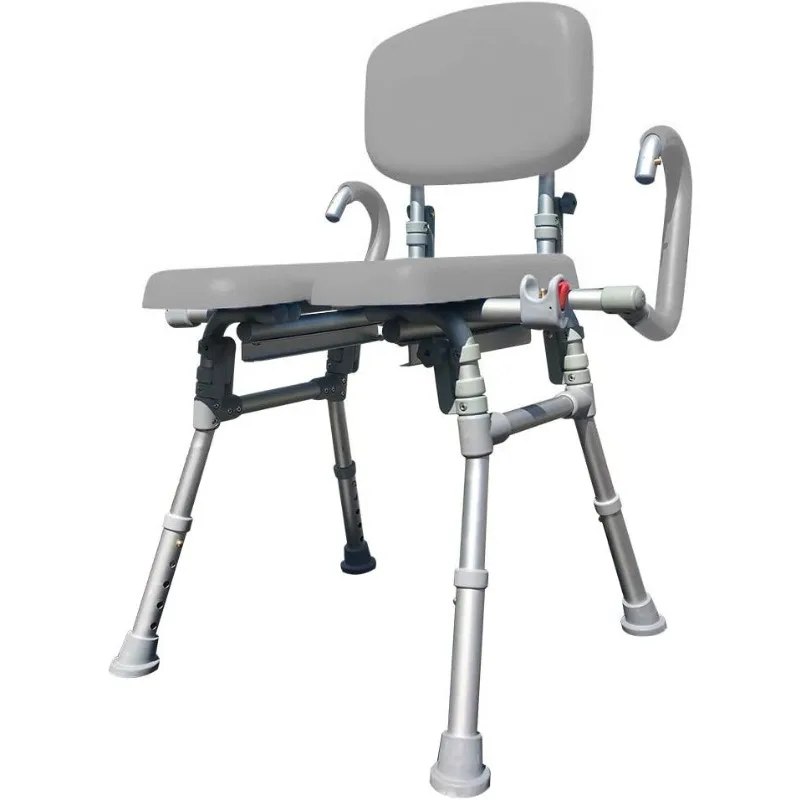 كرسي دش قابل للطي، مساند للذراعين مبطنة مقاس XL قابلة للطي وقابلة للطي، تتضمن سطل صوان مجاني، رمادي - تخفيضات كبيرة #2