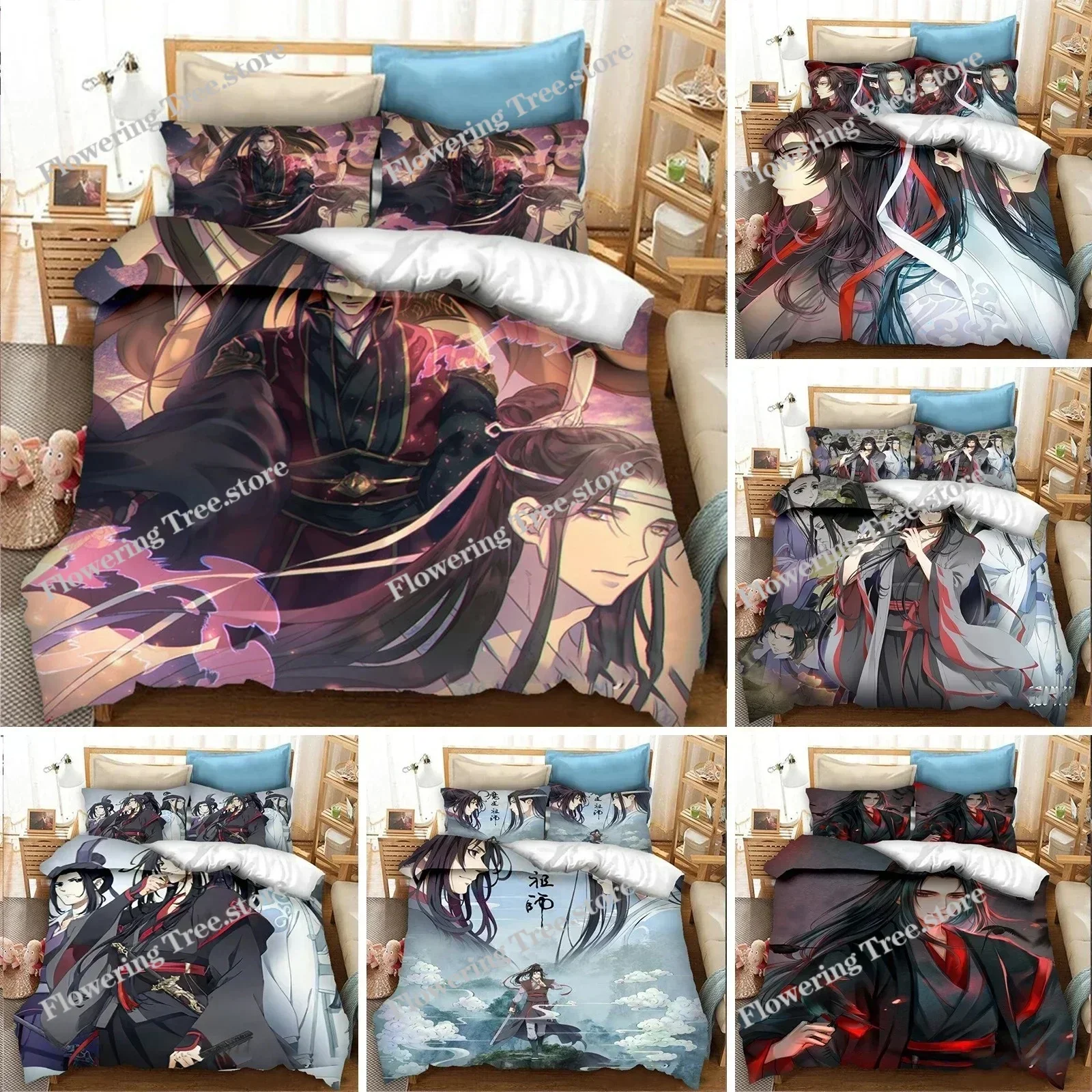 Grandmaster of Demonic Cultivation Mo Dao Zu Shi Bedding Set Boys Adults Kid Duvet Cover Bed Cover Single Queen King Double02996