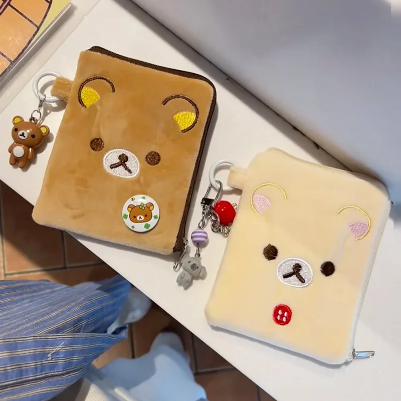 

Rilakkuma Coin Purse Kawaii Korilakkuma Mini Makeup Bag Cartoon Little Bear Headphone Storage Bag Friend Festival Party Gifts