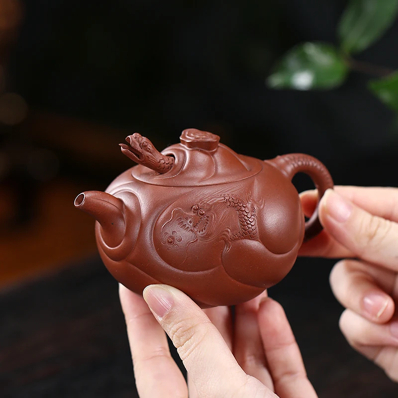 Yi Purple Clay Teapot, Hand Carved Tea Set, Wer Ware, Single Pot, Original Ore, Red Clay, Household