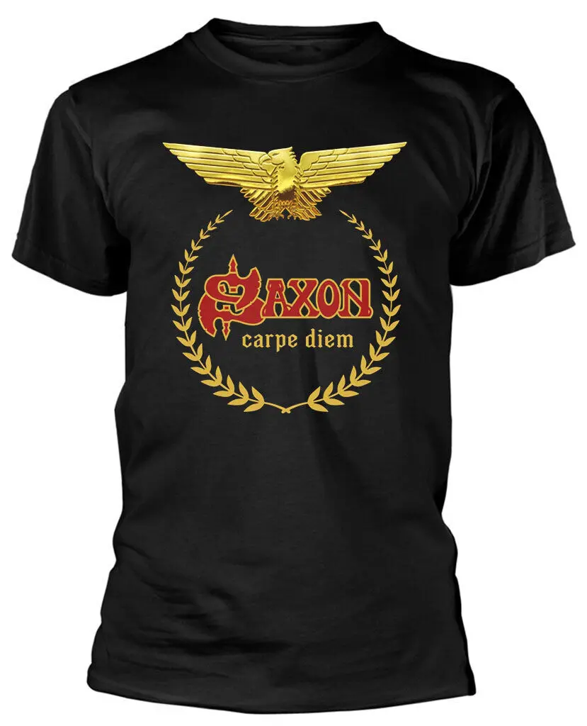 Saxon Carpe Diem Black T Shirt New Official