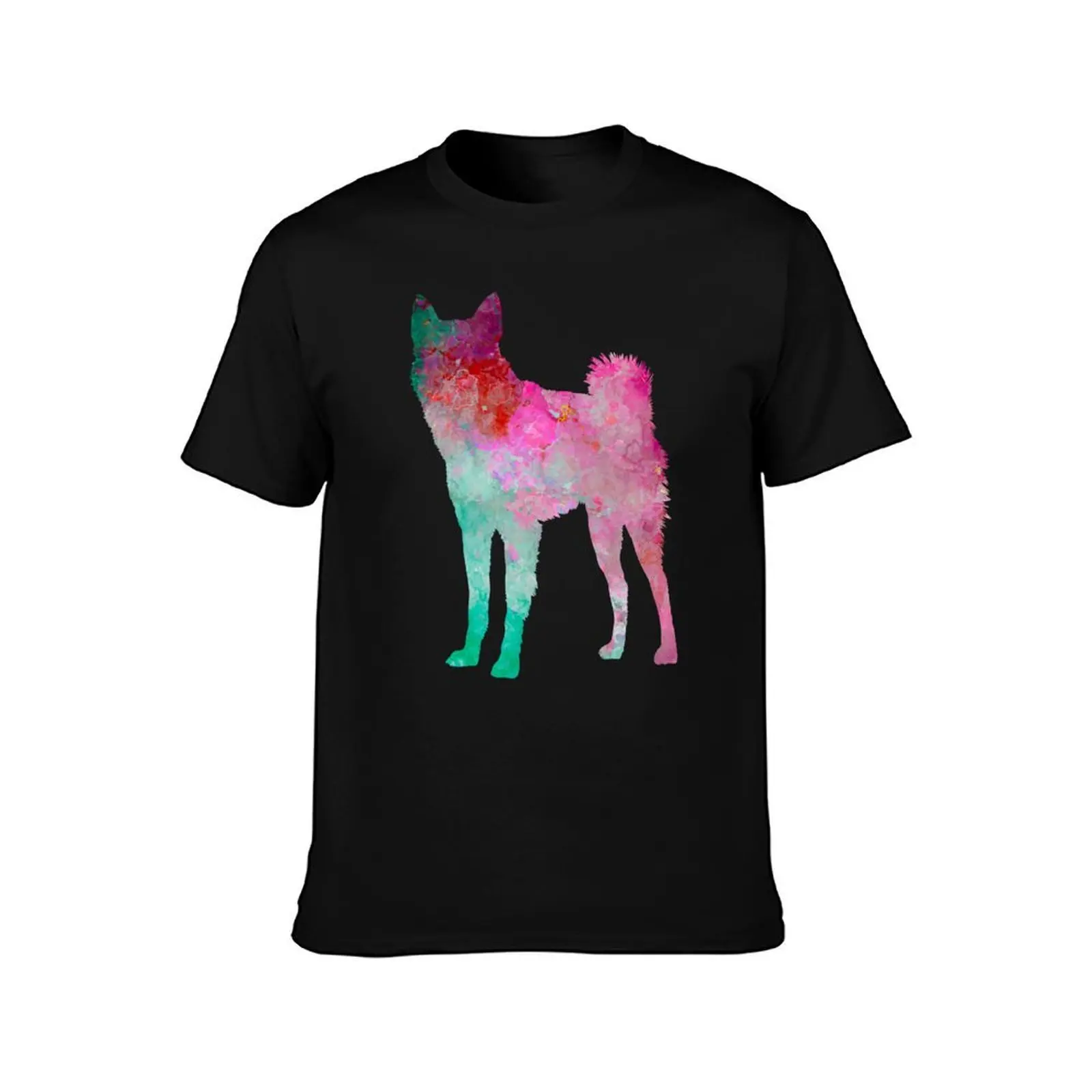 Finnish Spitz 02 in watercolor T-Shirt, Summer Casual Cotton Tee, Oversized Streetwear Tops, Vintage Graphic Print, 100% Cotton