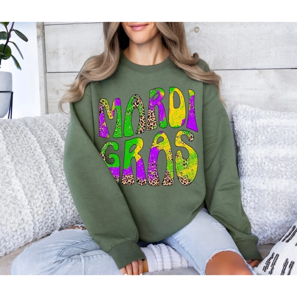 Cute Mardi Gras Sweatshirt Retro Fleur De Lis Shirt Fat Tuesday Pullover Festival Carnival Parade Lousiana New Orleans Sweater