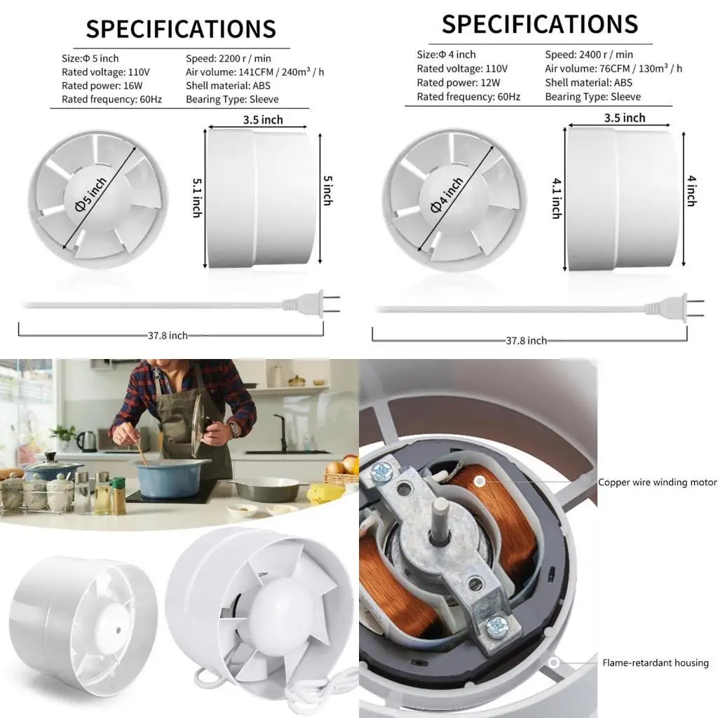 

Y1UD Простой в установке вытяжной вентилятор Вентилятор из АБС-пластика Энергосберегающий вентилятор для дома и коммерческого в