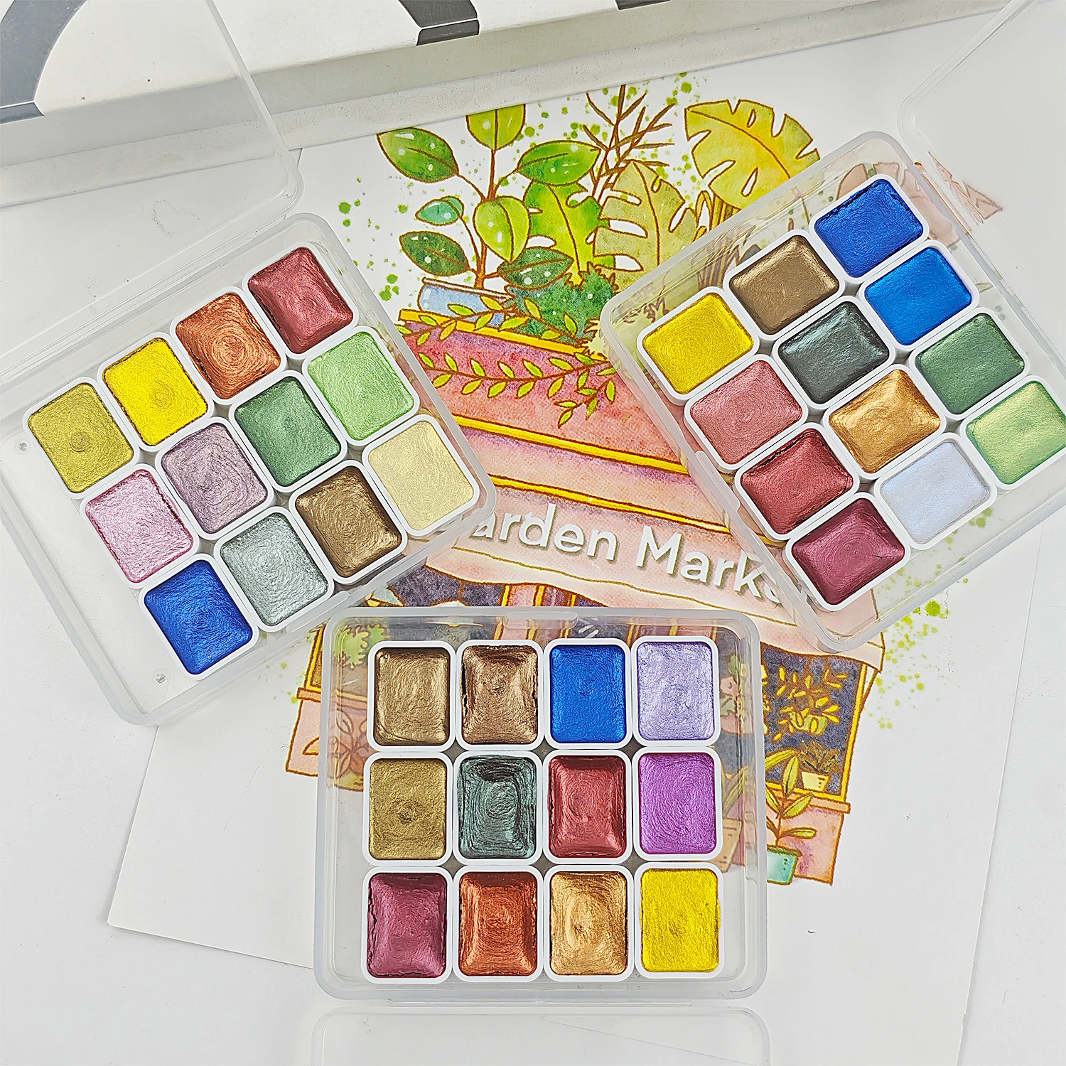 مجموعة ألوان مائية صلبة مكونة من 12 لونًا مع أصباغ حية لامعة وغير قابلة للتلاشي لفن الأظافر والحرف اليدوية والرسم بنفسك #1