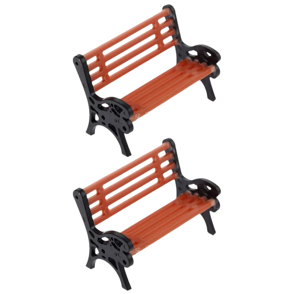 

2Pcs Mini House Bench Exquisite Craft Resin Miniature Park Chair for Fairy Garden Decor Micro Landscape Photography Prop
