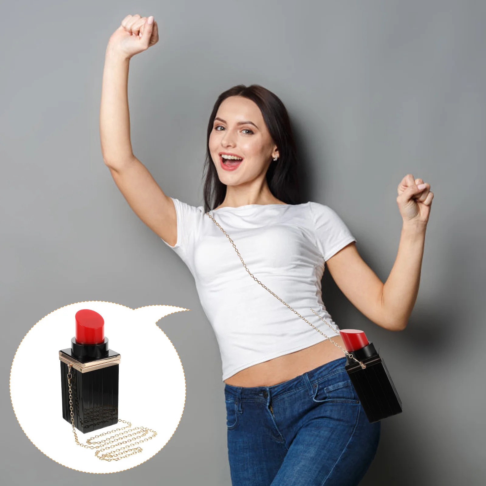 1Pcs Lipstick Shape Bag Stylish Portable Clutch Elegant Evening Handbag Unique Women Party Purse Multipurpose Bag