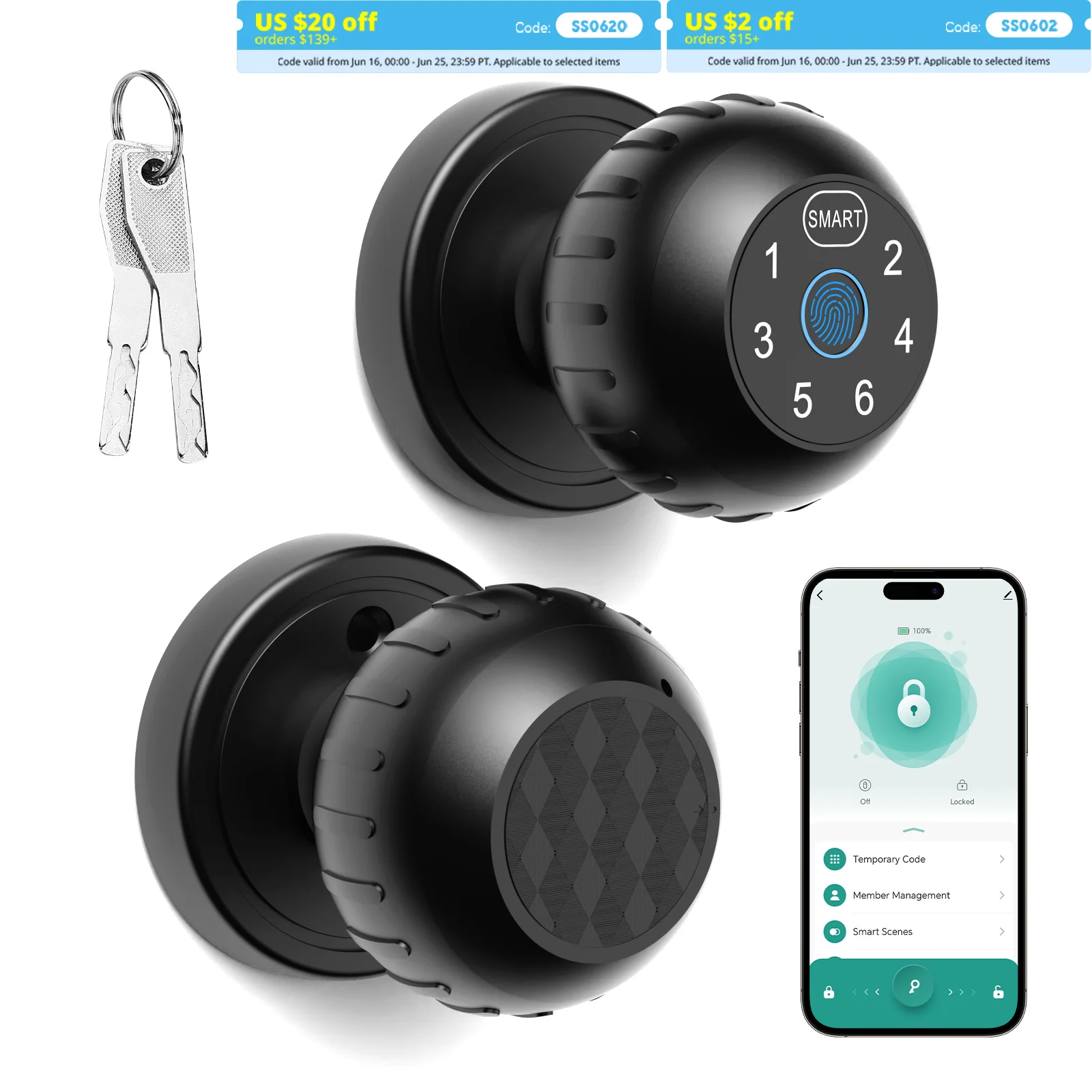 Cerradura inteligente Viladepot, cerradura de puerta con huella dactilar, aplicación remota, Control, código de acceso, desbloqueo, teclado electrónico con pantalla táctil para interiores