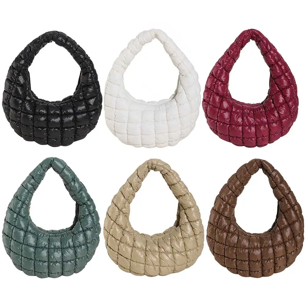 

Women Padded Hobo Bag Versatile Soft Satchel Bag Lightweight Down Clutch Bag Quilted Tote Handbag Girl Stylish Purse