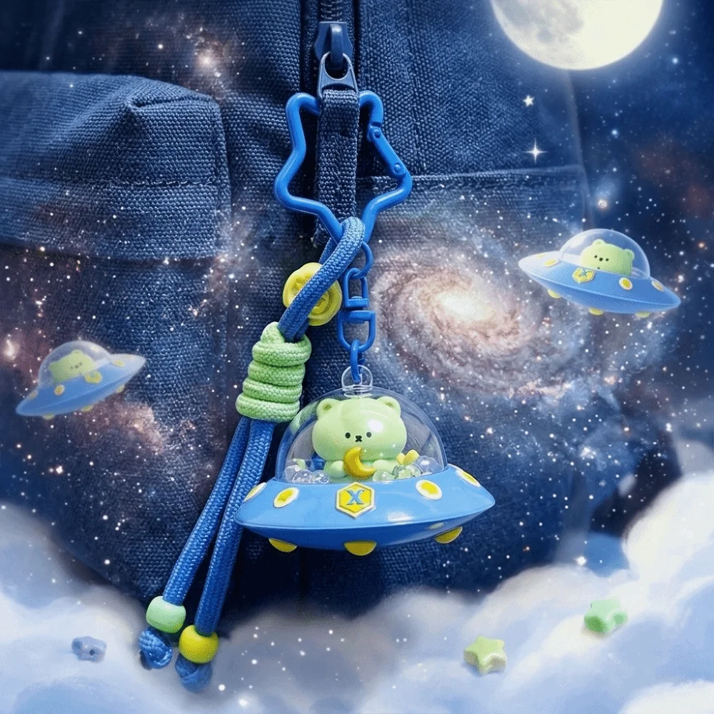 Fluffy Fabric Cat Keychain PP Cotton Filling Soft Touch Alien Kitten Odorless Polyester Fine Stitching Keychain