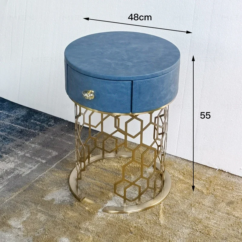 Italian light luxury stainless steel metal bedside table locker