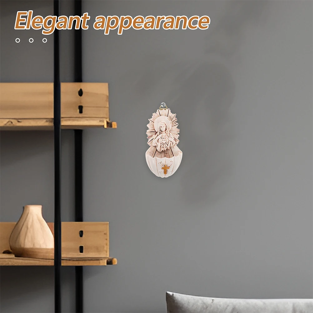 

2 Pcs Vessel Holy Water Basin Decoration Resin Wall Hanging Font Gift Miss Catholic Home