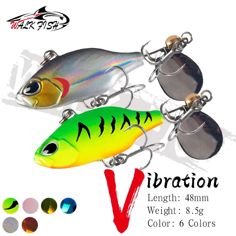 WALK FISH 48mm 8,5g Rotierender Schwanz Vibrationsköder Spinner Löffelköder Jigs Traktor VIB Angelköder Hartköder Tackle Forellenangeln