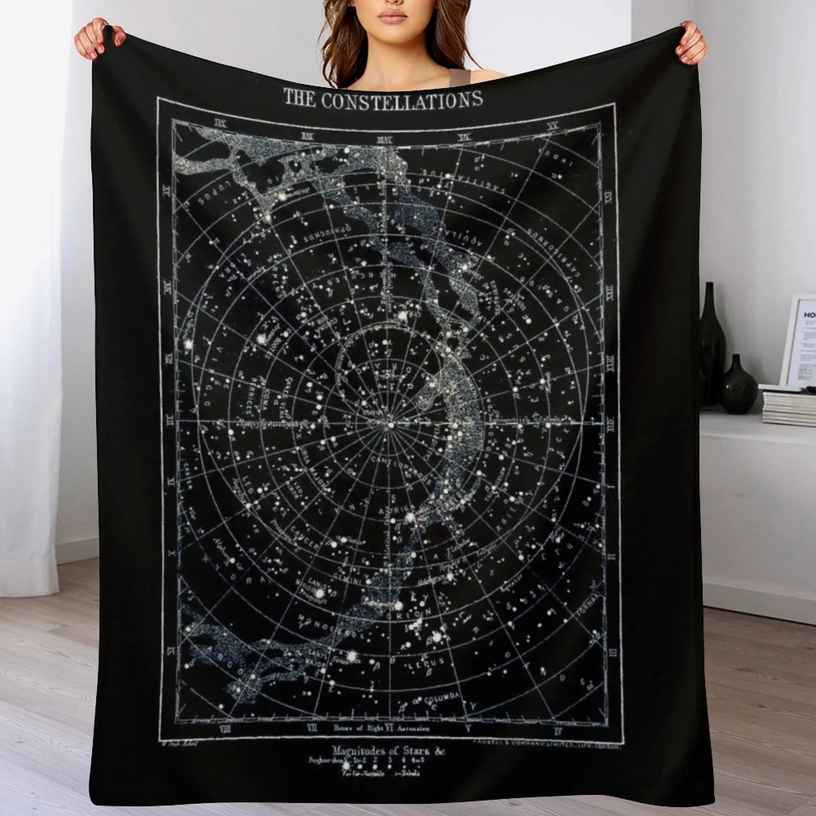 STAR CONSTELLATIONS : Vintage 1900 Galaxy Chart Map Throw Blanket Sofa For Sofa Thin Decorative Beds Luxury Blankets