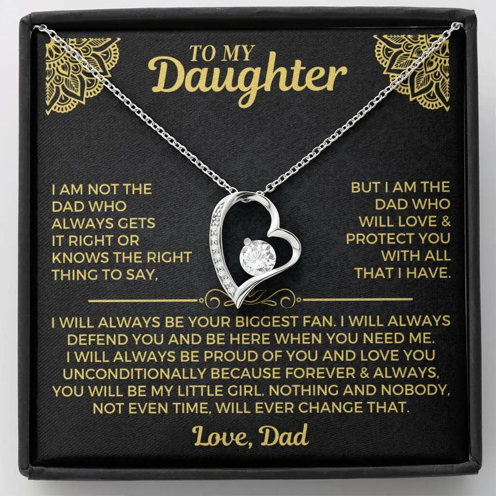 To My Daughter Gift From Dad New Forever Love Heart Pendant Necklace Fashion Jewelry Women Girl Birthday Daughter Lion Gift