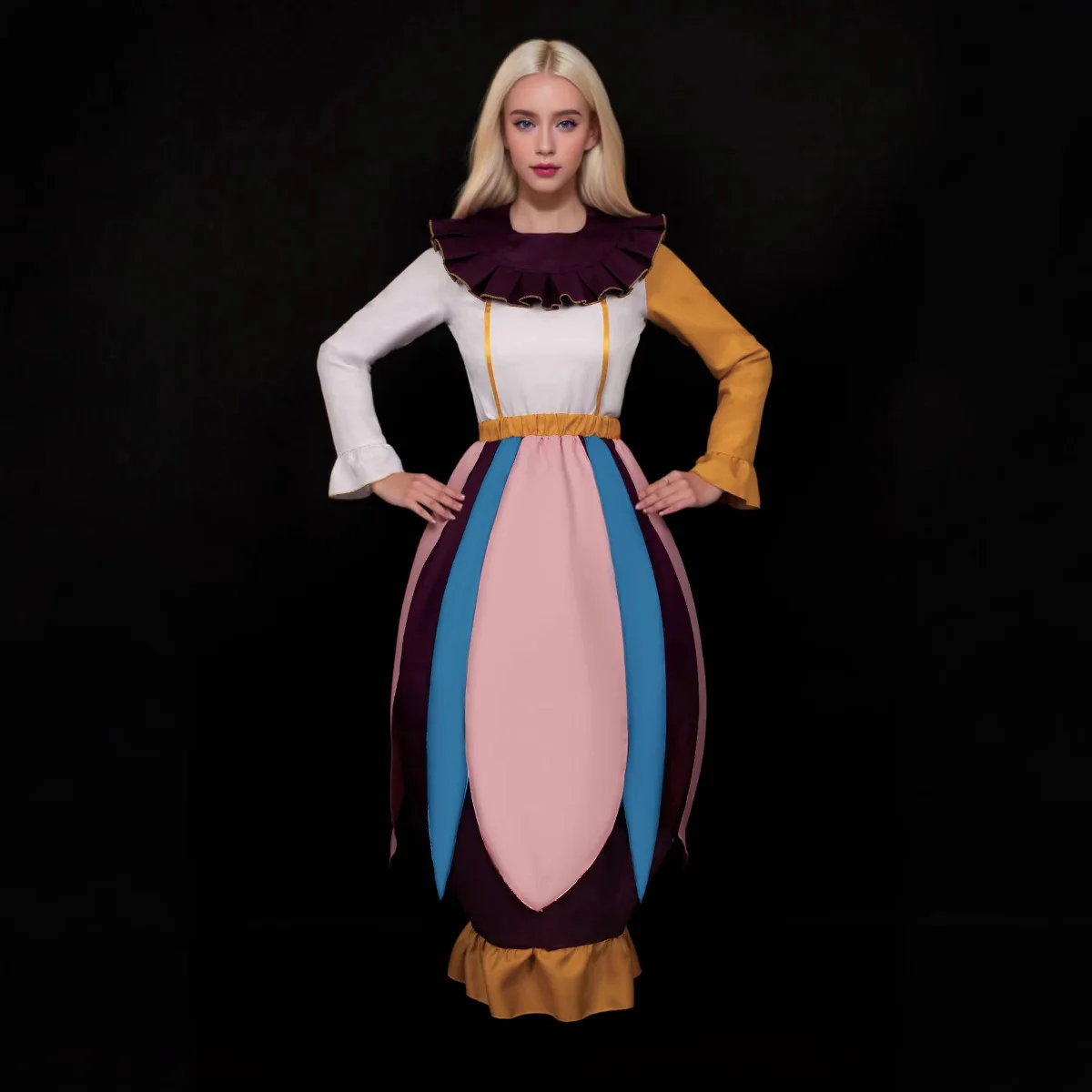 

Mrs Potts Dress-up Attire Costume Beauty and the Beast Disguise for Adult Gown Hat Fantasy Outfit Halloween Carnival Suit