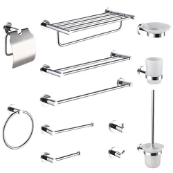 Bathroom Hardware 304 Stainless Steel Chrome Plated Towel Rack Toilet Paper Rack Soap Dish Rack Towel Bar Bathroom Accessories S