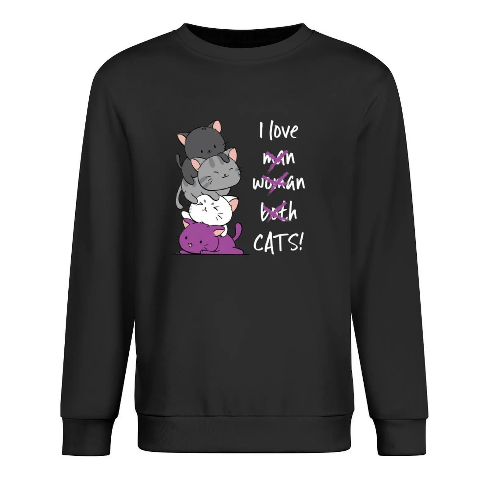 Kawaii Catpile مع النص - LGBTQ فخر جنسي لـ Ace البلوز ملابس رجالي ملابس رجالي ملابس الخريف جديد في بلوزات