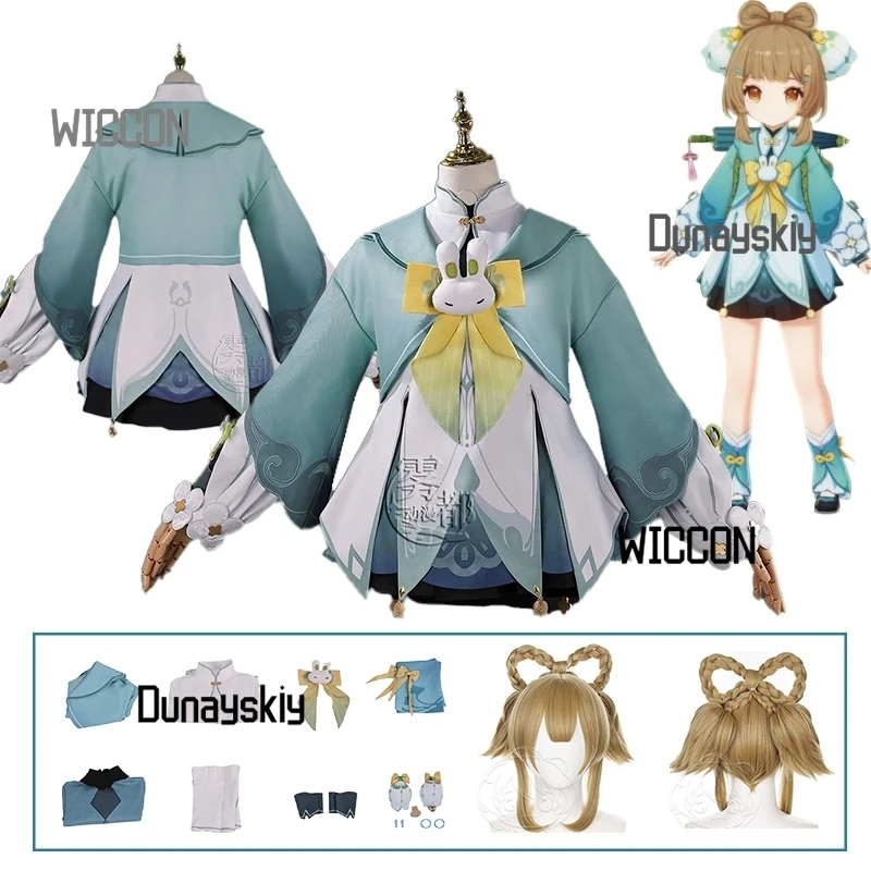 

Yaoyao Cosplay Costume Wig Props Listening To The Rain Genshin Impact Role Play Cloak Skirt Kawaii Party Stage Carnival