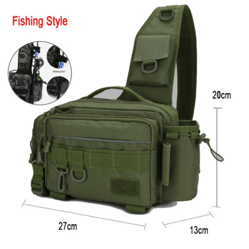 

Fishing Tackle Bag Single Shoulder Crossbody Bags Waist Pack Fish Lures Gear Utility Storage Fishing Box Bag Tactical Bag N0172