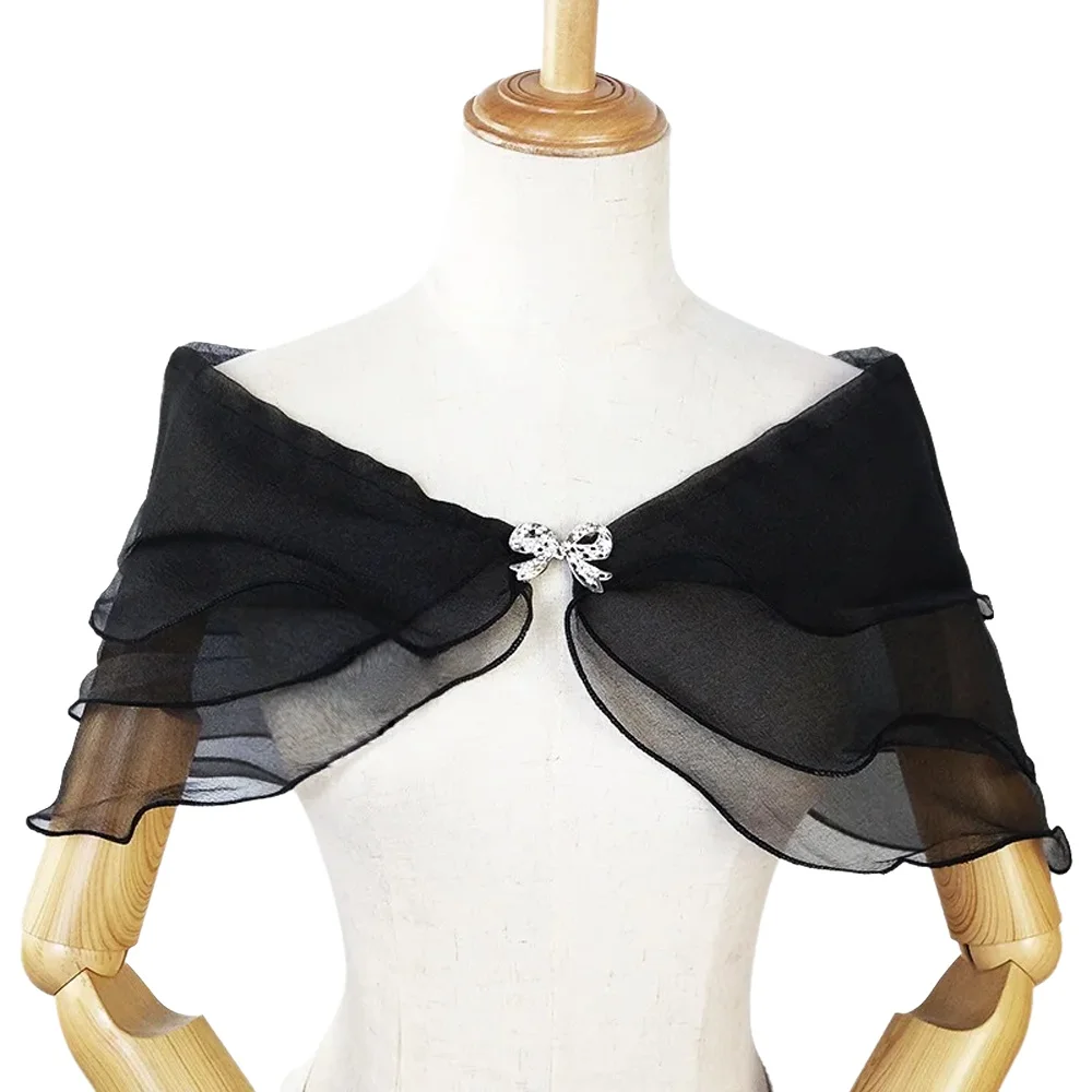 Mode Tulle dentelle châle dentelle à manches courtes haussement d'épaules mariée mariage Cape élégante robe de soirée châle fête châle Banquet robe Cape