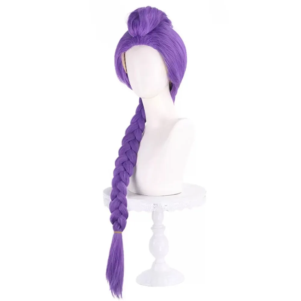 Rumi Cosplay Synthetic Wig Pre Braided Purple Woman Hai Children  adultsCosplay Fluffy Yaki Ponytail Anime Heat Resistant Wigs