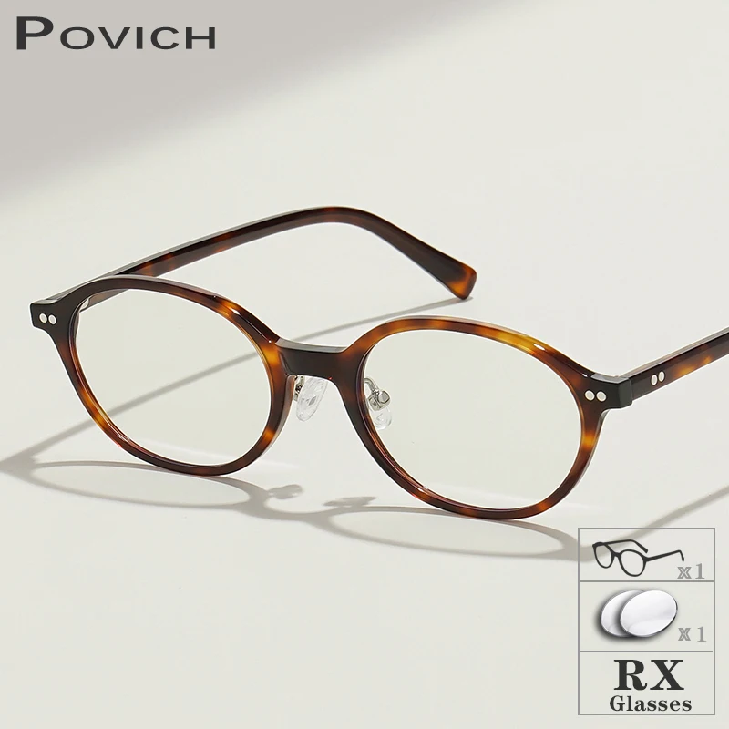 New Women Oval Design Glasses Prescription Optical Eyewear Anti-Reflection Lenses Myopia Progressive Tortoise Acetate Eyeglasses