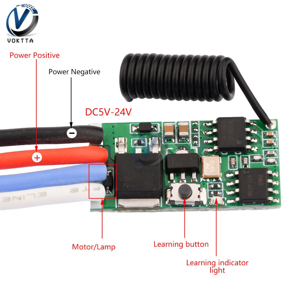 DC3.7V-24V 5A Motor Speed Controller Driver Board Wireless Remote Controller DC Motor Governor PWM Speed Control Dimming Module