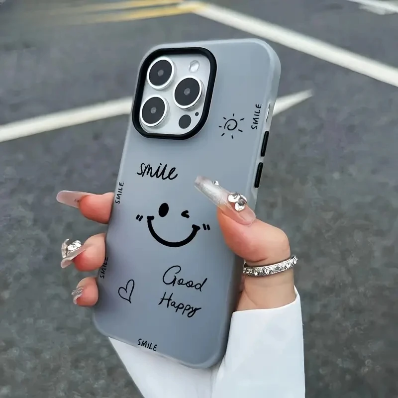 Luxo rosto sorridente geléia cor caso à prova de choque para iphone 17 ar 16 15 13 12 11 pro max 14 plus telefone à prova de choque capa traseira