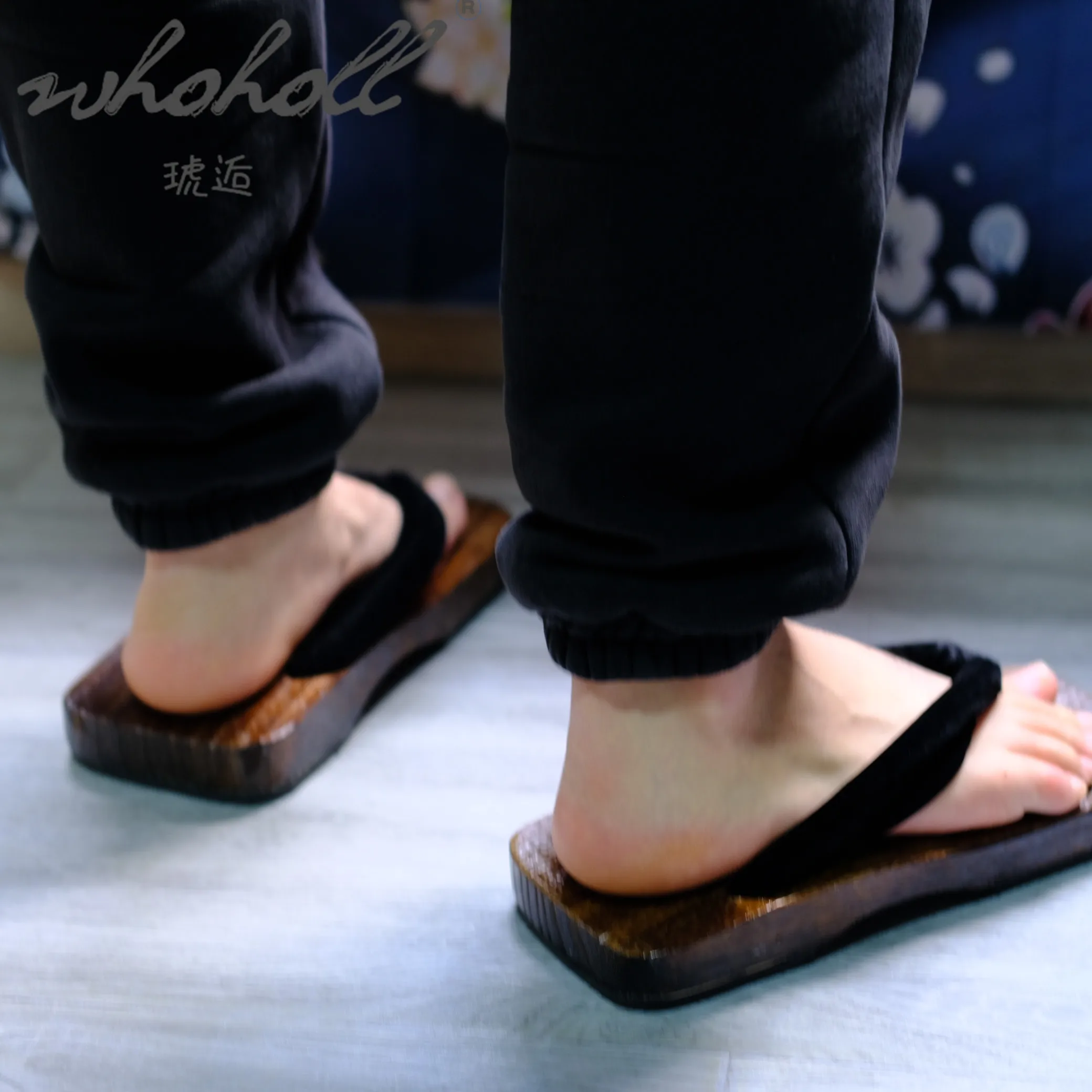 รองเท้าแตะผู้ชายสไตล์ญี่ปุ่น Geta flip flop รองเท้าแตะพื้นหนาไม้สำหรับฆ่าปิศาจรองเท้าแตะสไตล์ญี่ปุ่นรองเท้าแตะอุดตัน