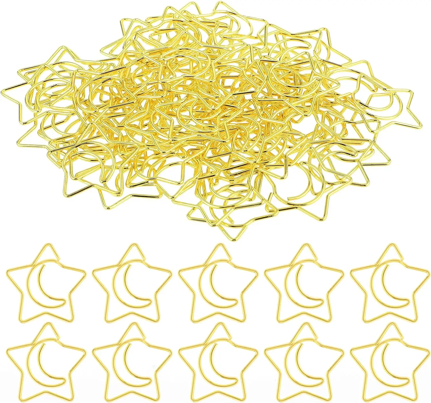 Imagem -06 - Clipes de Papel Decorativos Lua e Forma de Estrela Clipes de Metal Criativos Clipes de Papel Engraçados Moonstar Dourado 30 Pcs