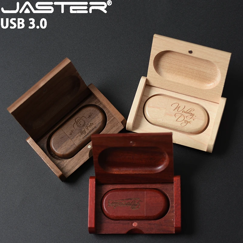 JASTER-High Speed Wood USB Flash Drive, Memory Stick, Pendrive, Logotipo Personalizado Grátis, U Disk, Presentes de Casamento, USB 3.0, 64GB, 32GB, 16GB, 128GB