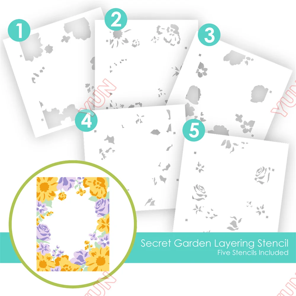 

Secret Garden Layering Stencil 2025 New Metal Cutting Dies Scrapbooking DIY Album Stamp Paper Carft Handmade Greeting Card Molds
