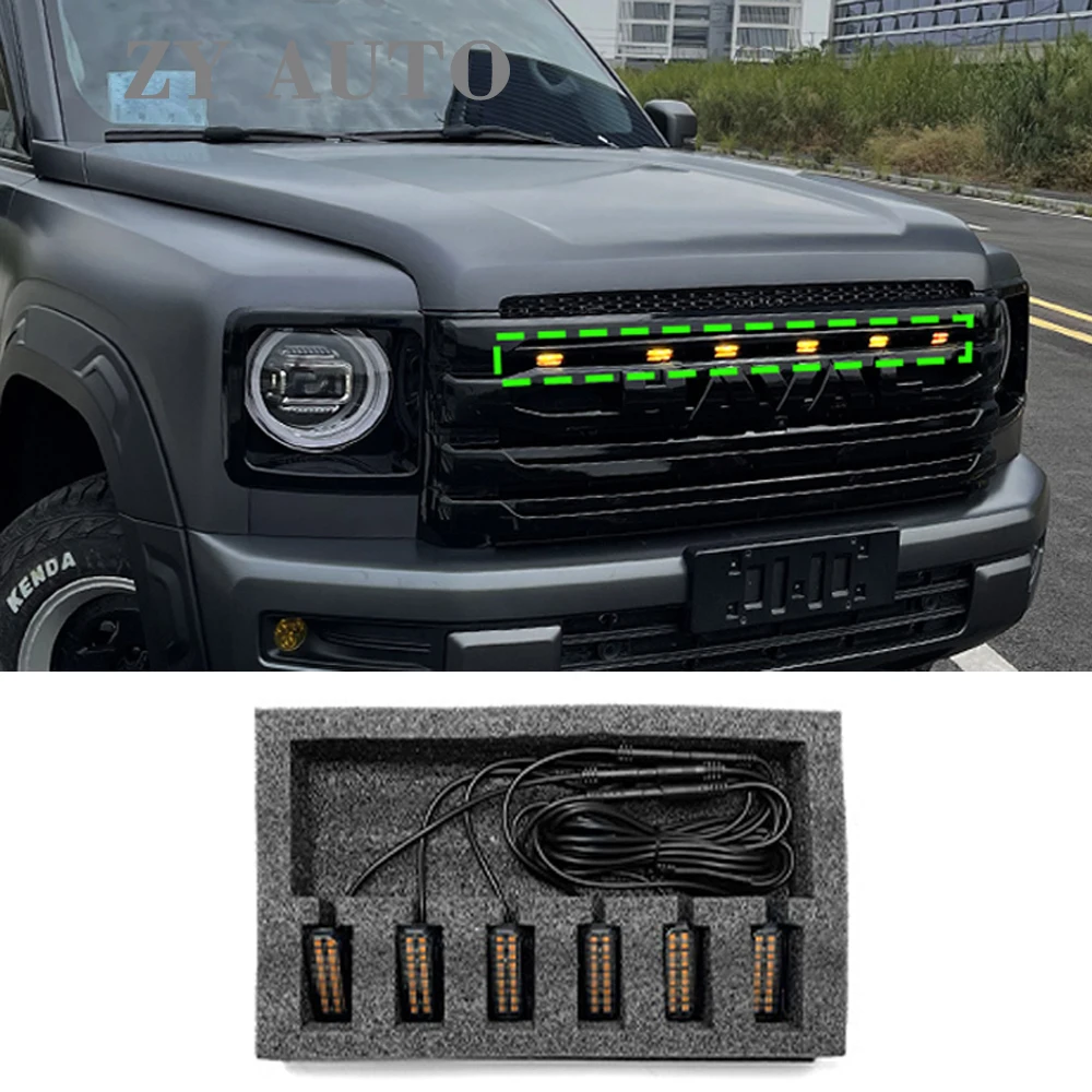 

For Great Wall GWM Haval H9 2024 2025 Front Grille Yellow Light Led Daytime Running Lamp Warning Lights Off Road Accessories