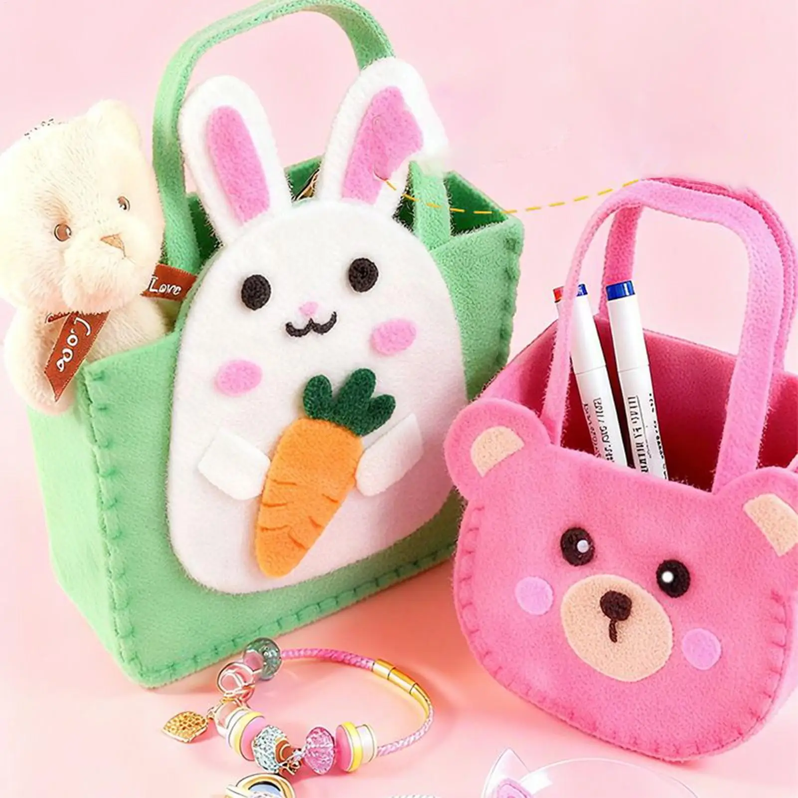 Kit de bolsa de costura diy para iniciantes, conjunto de artesanato, projeto educacional para crianças, amantes de artesanato, sala de aula