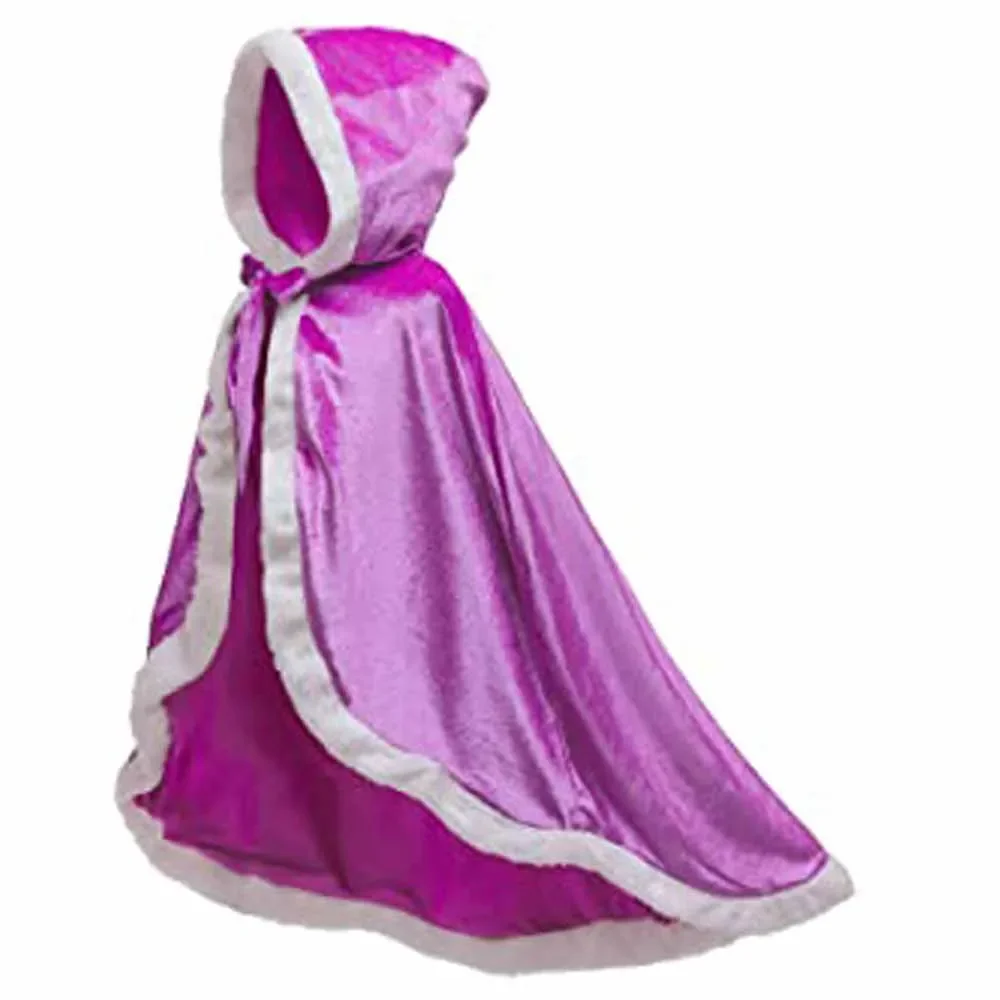 Mantello da principessa di Halloween con cappuccio Mantello per ragazze Costume da bambino per bambini Gioco di ruolo di compleanno Vesti per Natale Carnevale Cospaly