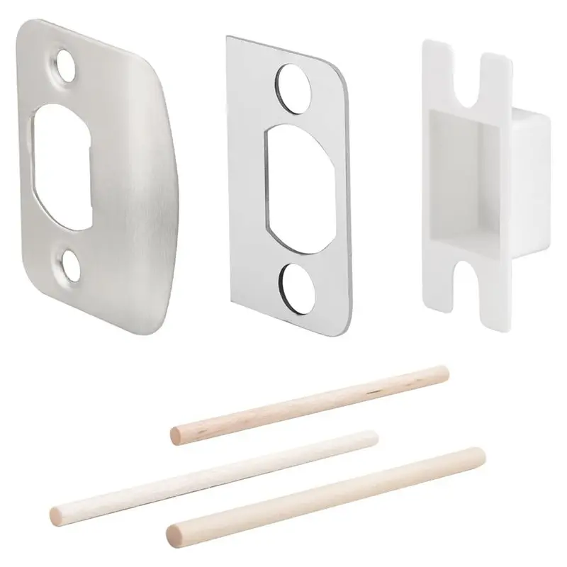 FULL-Door Latch Repair Kit Standard Door Lock Strike Plate With Spacer Shim Restorer For Doors That Won' T Latch In