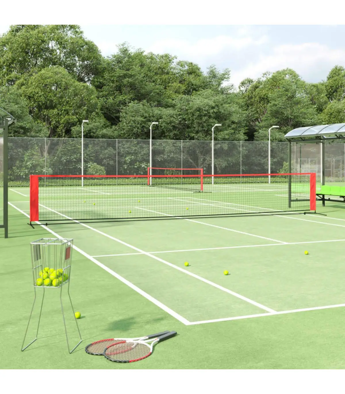 Tennis nets black and Red polyester tennis net 600x100x87 cm