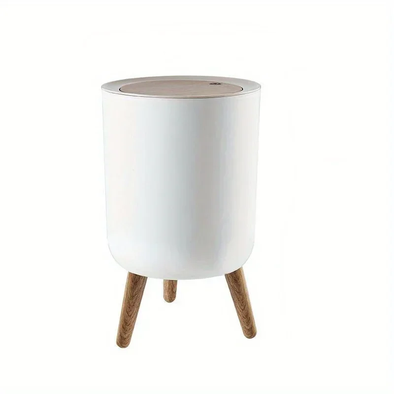 1pc Stylish Free-standing Press Type Garbage Can - Durable Lid & Easy Press Mechanism -  Versatile Household Wastebasket