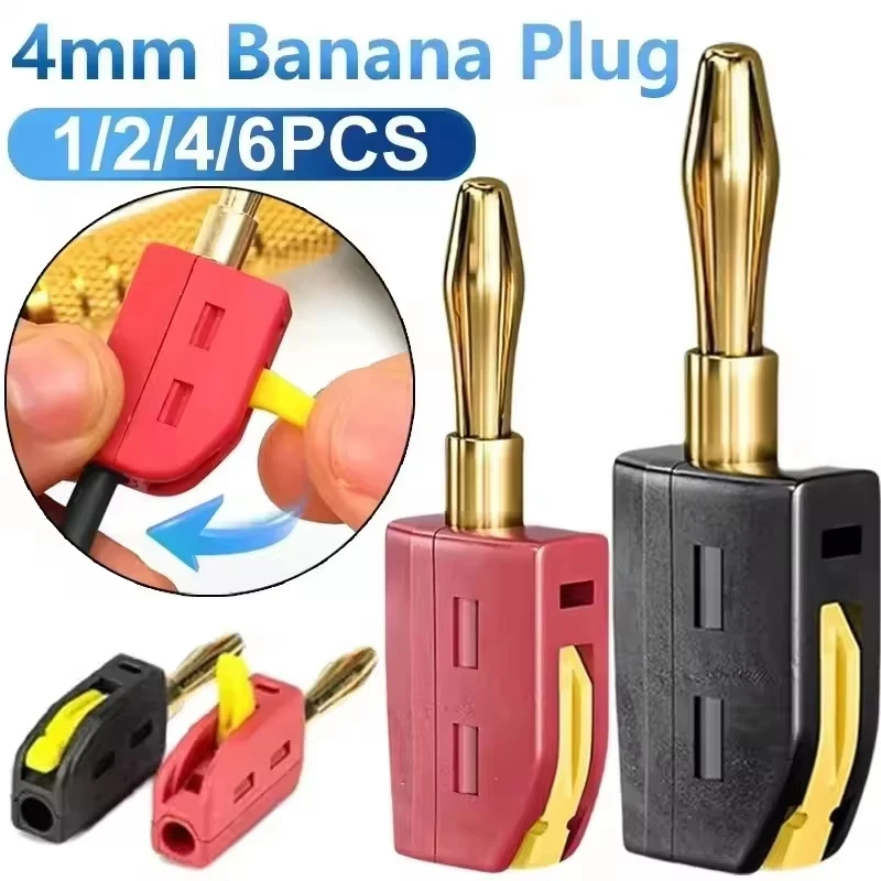4mm Banana Plug Self Locking Audio Plug No Solder Wire Connector Electrical Connector Parts For Electrical Test Power Testing